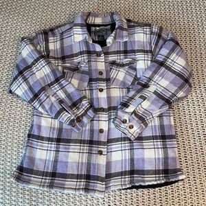 Women’s Quilted Lined Plaid Flannel Shirt Medium White Black Blue Button Up